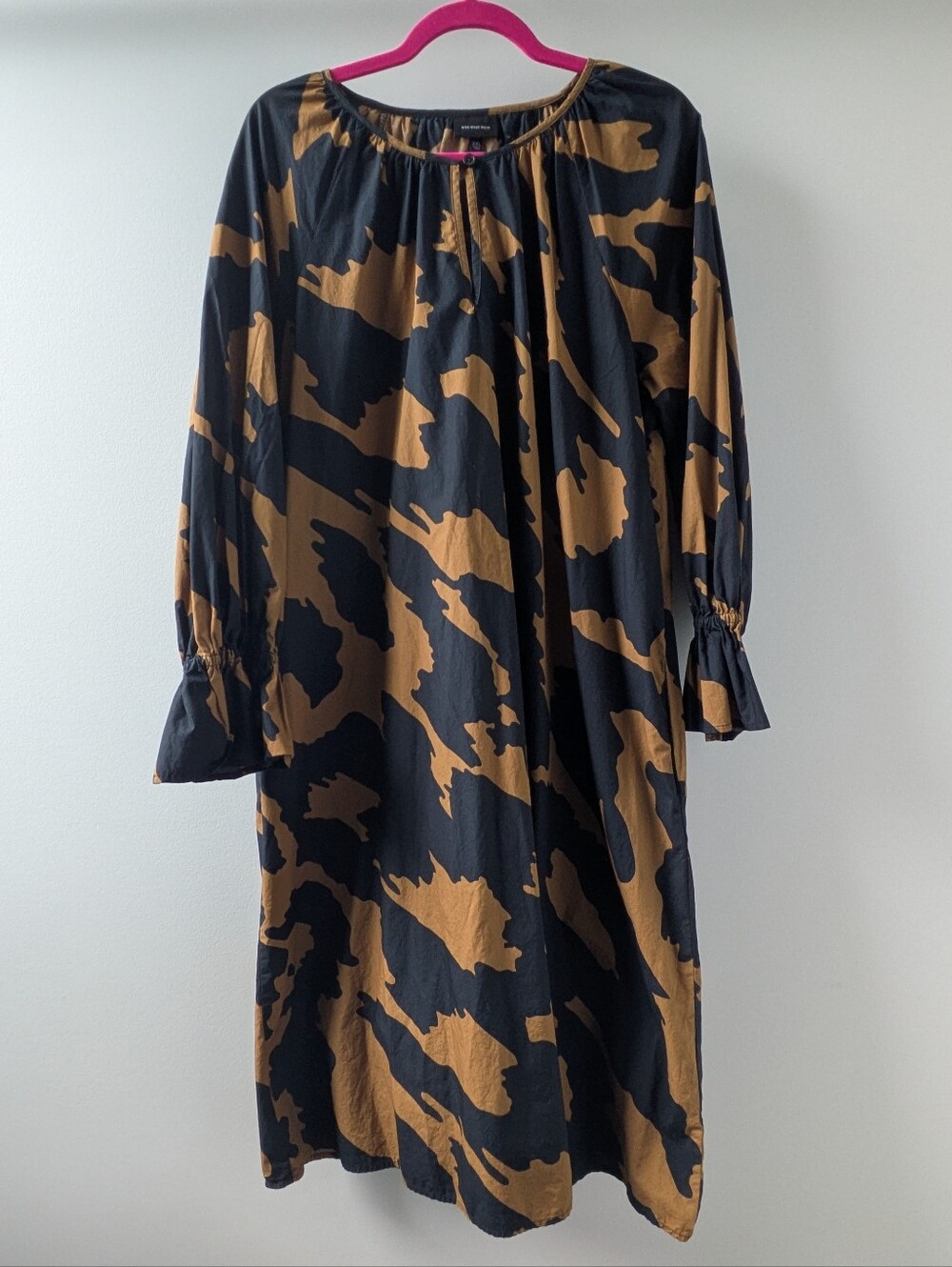 Who What Wear Black Dress with Brown Abstract Pattern